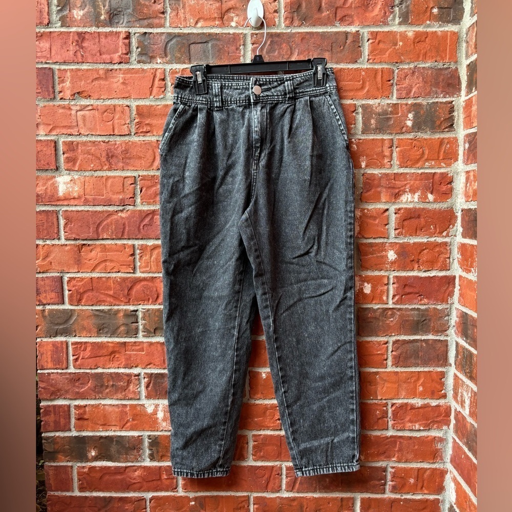 Who What Wear Womens 2 Black Stone Wash High Waist Barrel Jeans